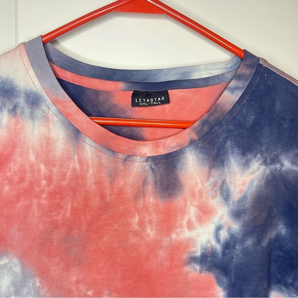 Tie-Dye Short Sleeve Tee unisex indoor lounge comfy long Sz XXL/ Tall - Picture 4 of 5